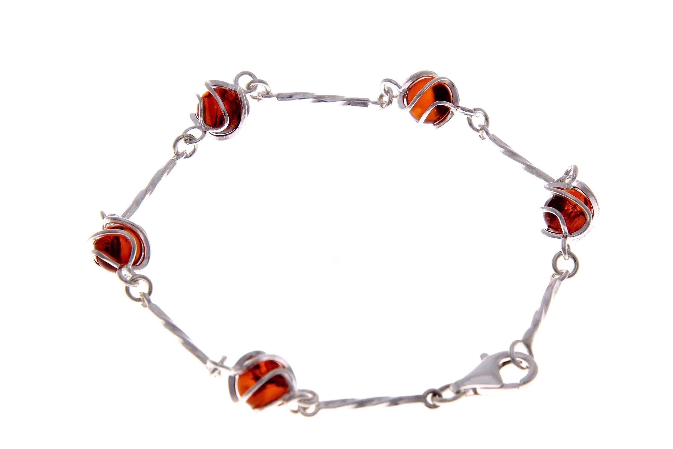 Sterling Silver 925 & Baltic Amber Modern Twist Bracelet