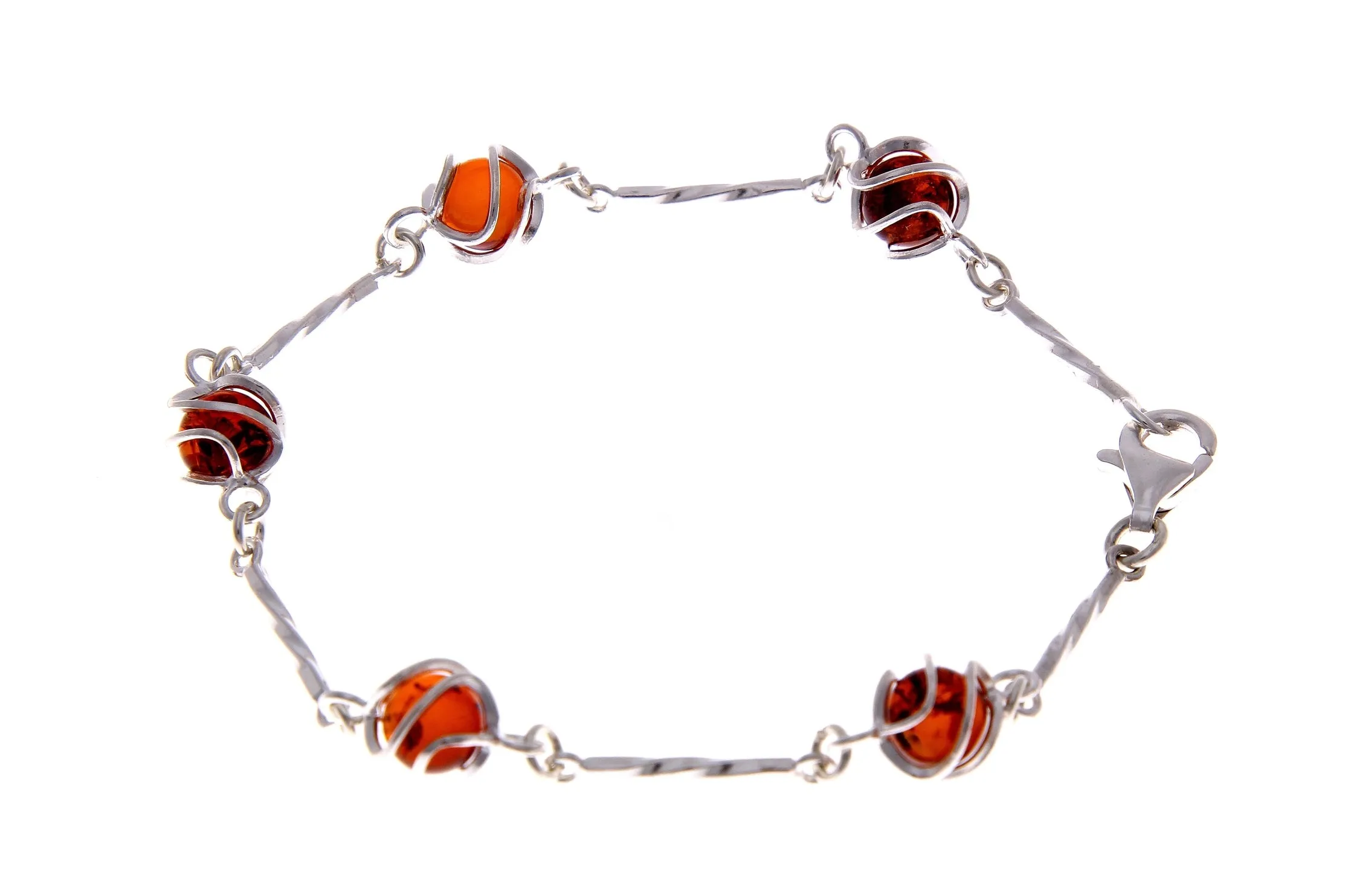 Sterling Silver 925 & Baltic Amber Modern Twist Bracelet