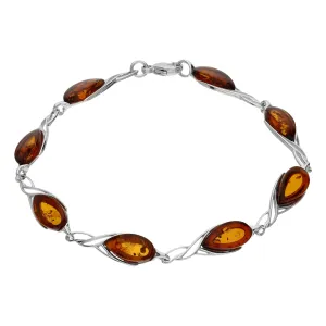 Sterling Silver Amber Celtic Teardrop Bracelet