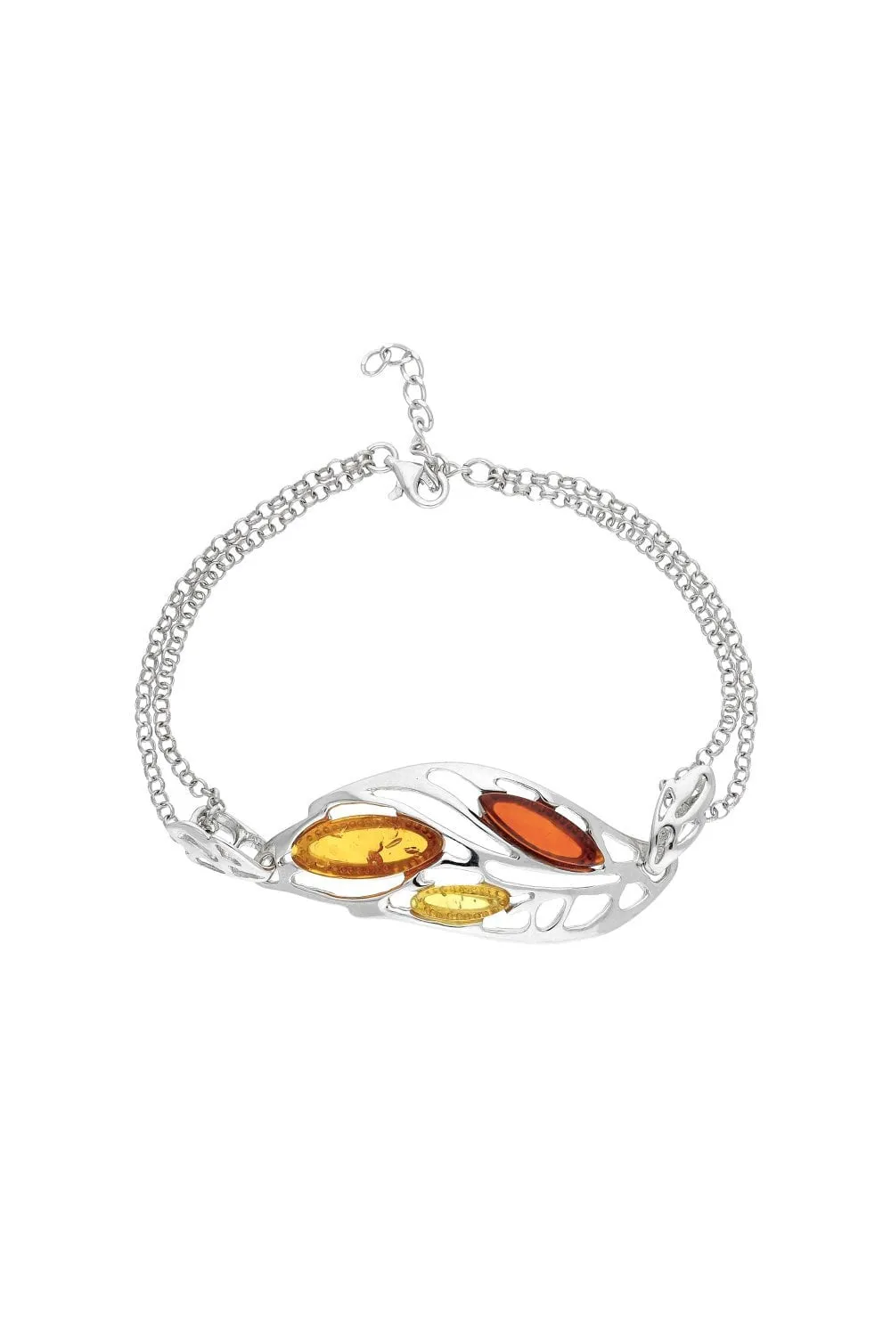 Sterling Silver Amber Leaf Bracelet