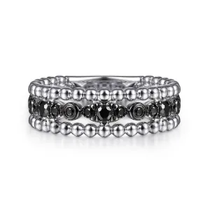 Sterling Silver Black Spinel Stackable Ring