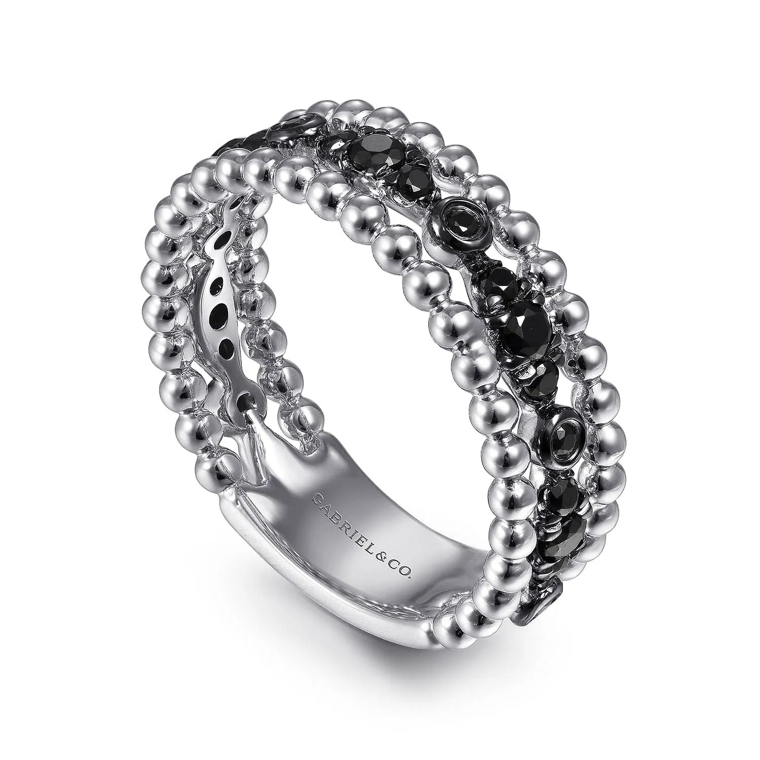 Sterling Silver Black Spinel Stackable Ring