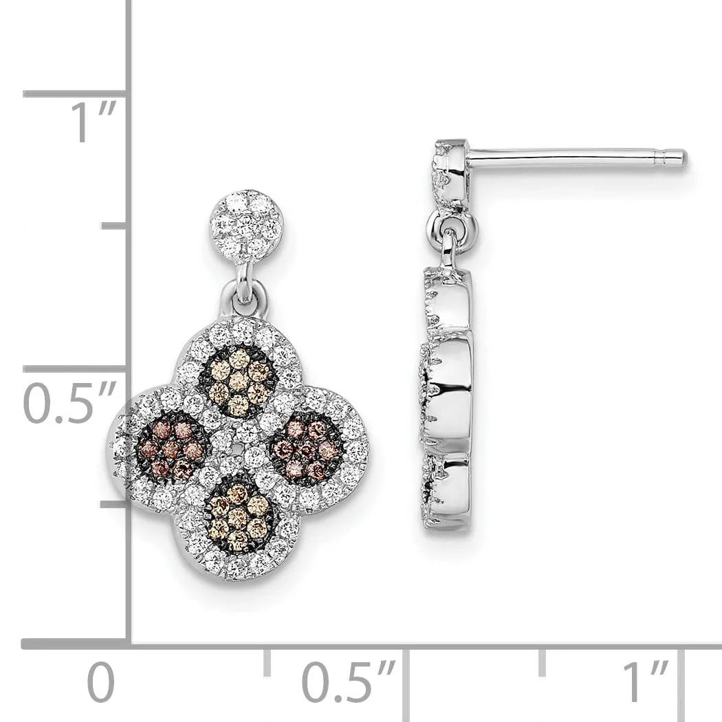 Sterling Silver Cubic Zirconia Flower Earrings