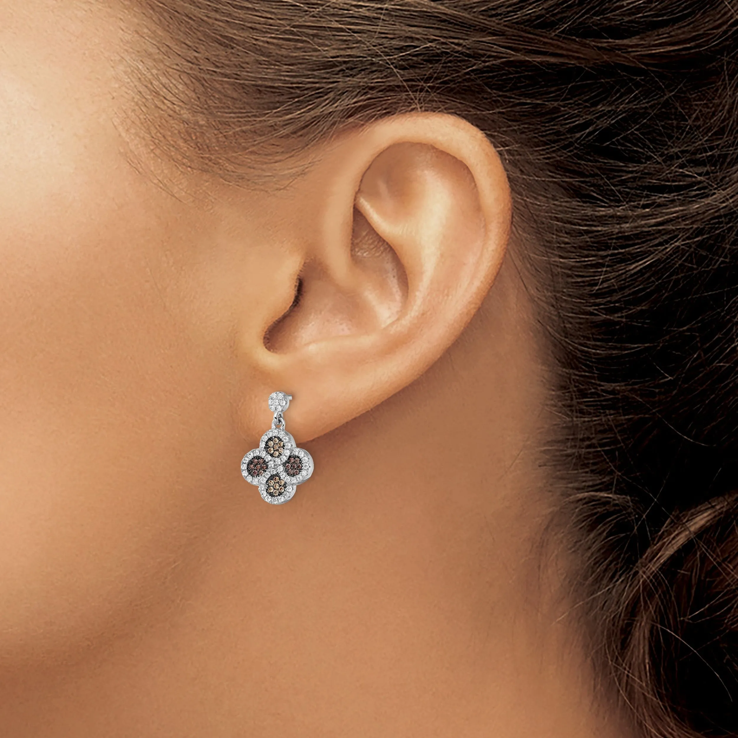 Sterling Silver Cubic Zirconia Flower Earrings