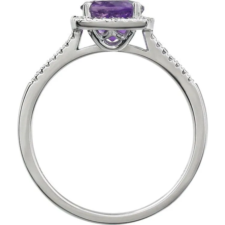 Sterling Silver Natural Amethyst & .01 CTW Natural Diamond Ring