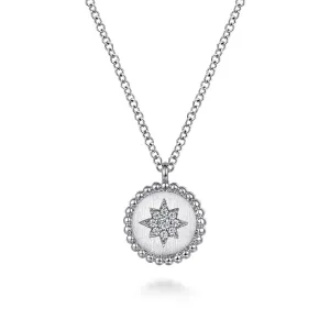 Sterling Silver Natural Diamond Star 17.5 inch Necklace