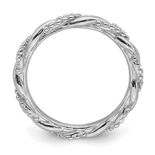 Sterling Silver Stackable Expressions Beaded Twist Ring