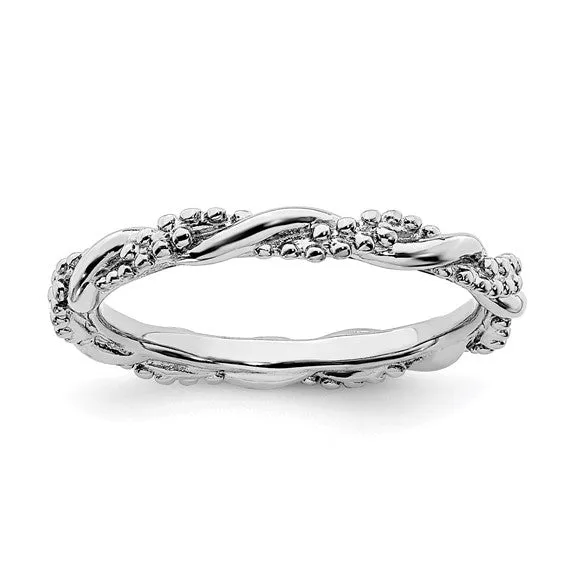 Sterling Silver Stackable Expressions Beaded Twist Ring