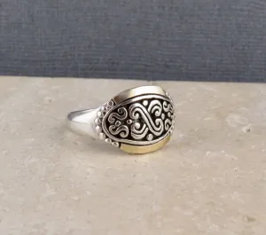 Sterling/Gold Geo Crown Ring