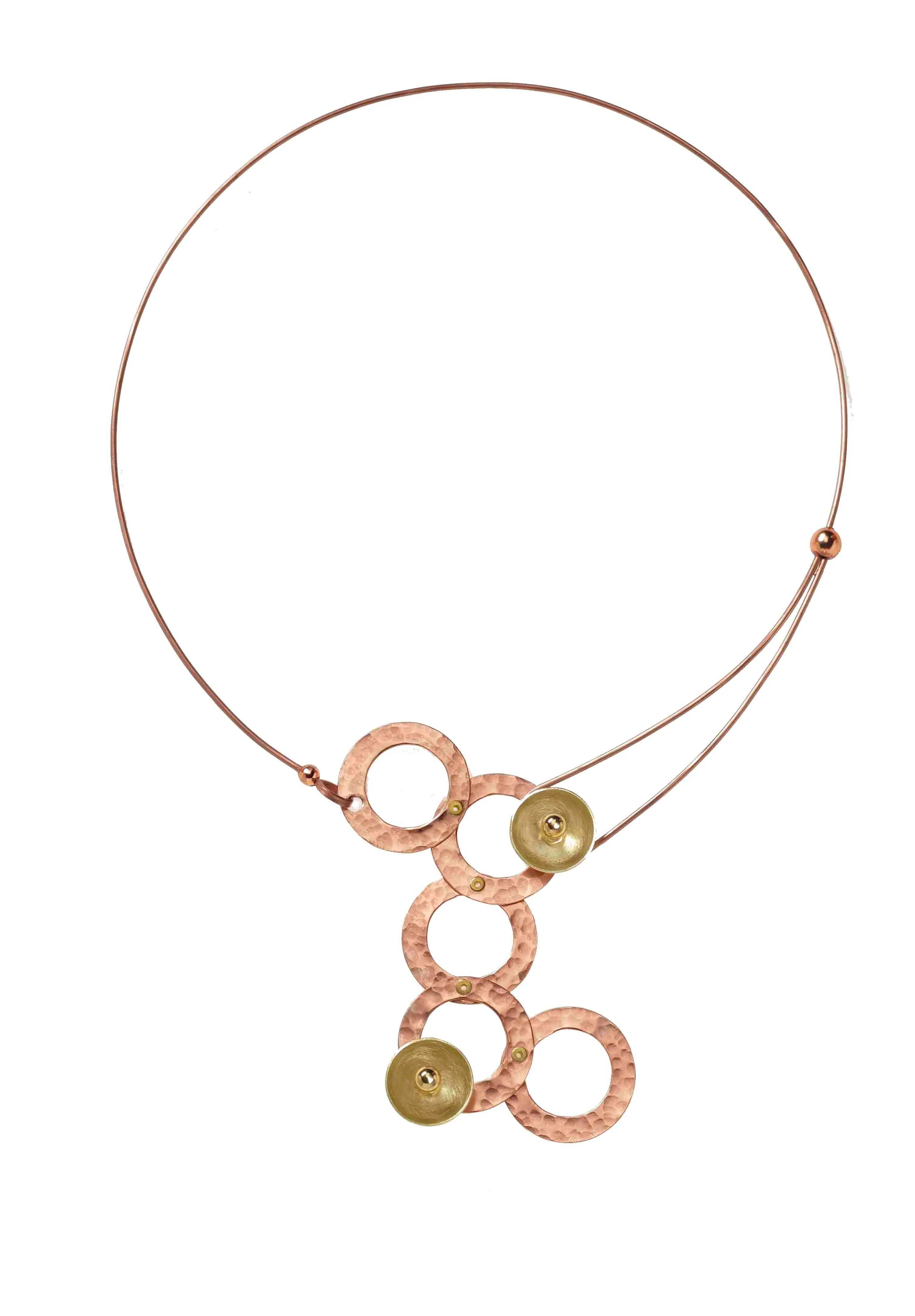 STREAM Small Cascading Mixed Metal Necklace from the SCULPTURAL Collection with Simulated Pearl or Jade option