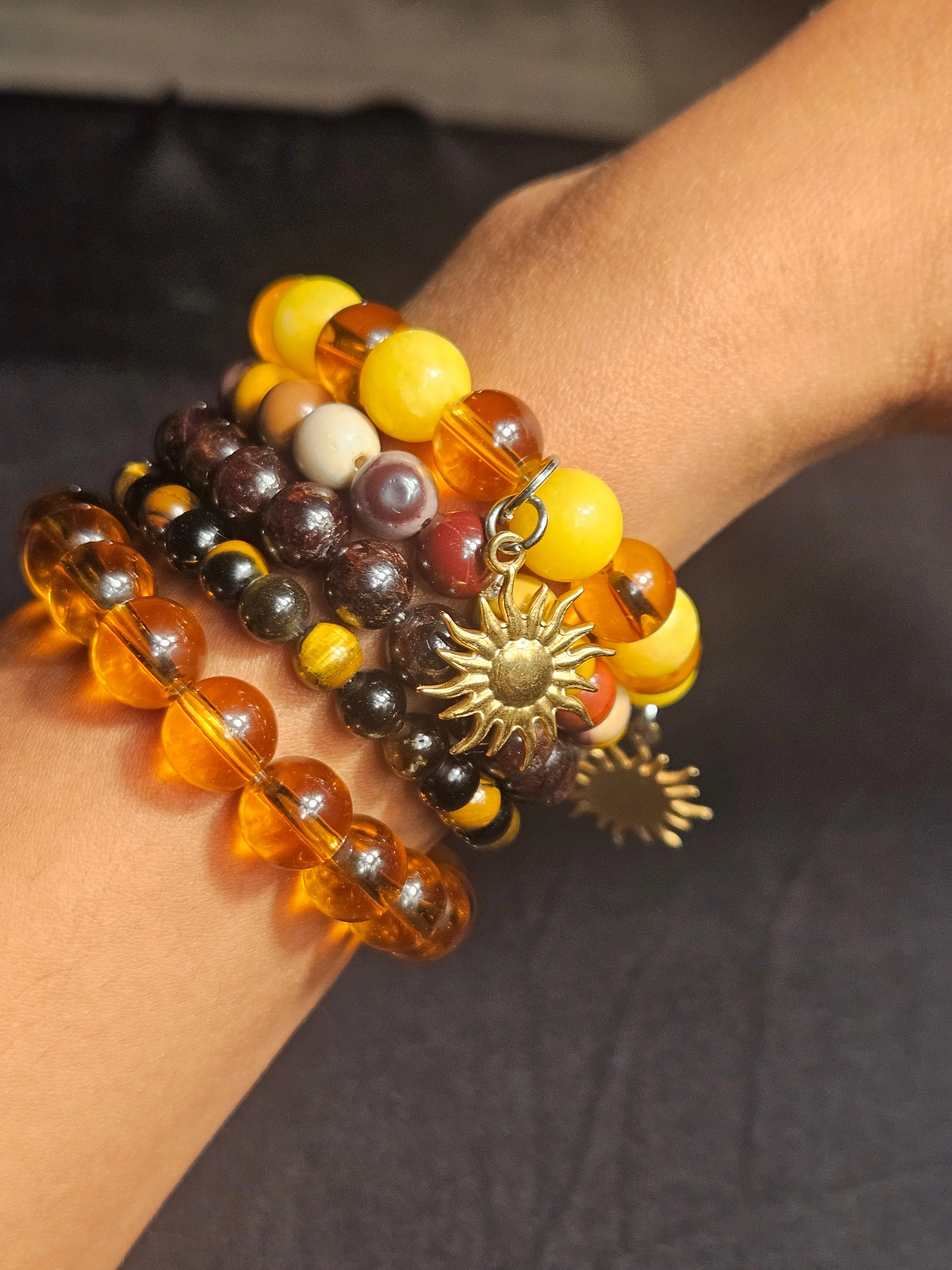 'Sunshine & Honey' Amber& Honey Jade Bracelet