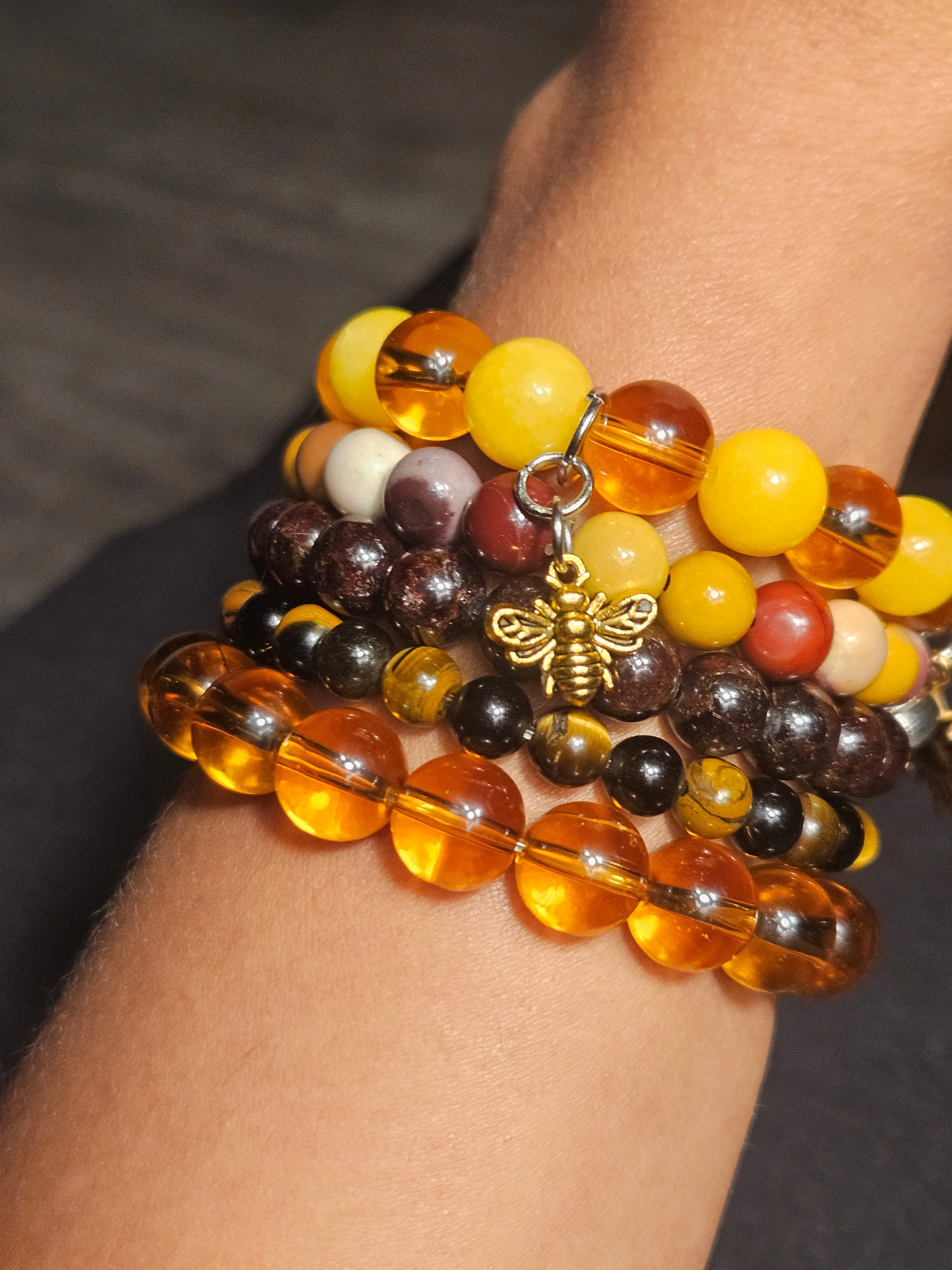 'Sunshine & Honey' Amber& Honey Jade Bracelet