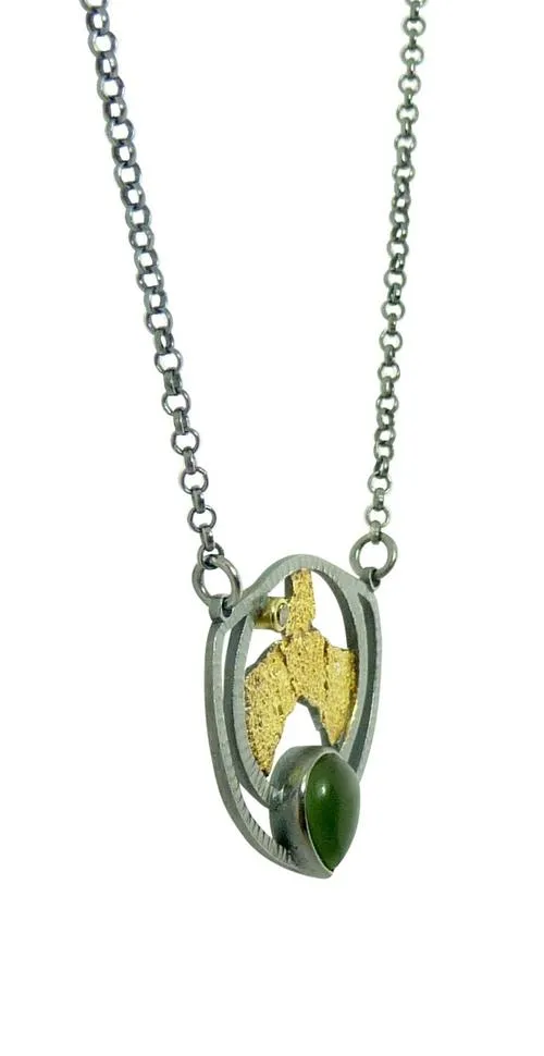 Terra Leaf Jade Gold Diamond Necklace