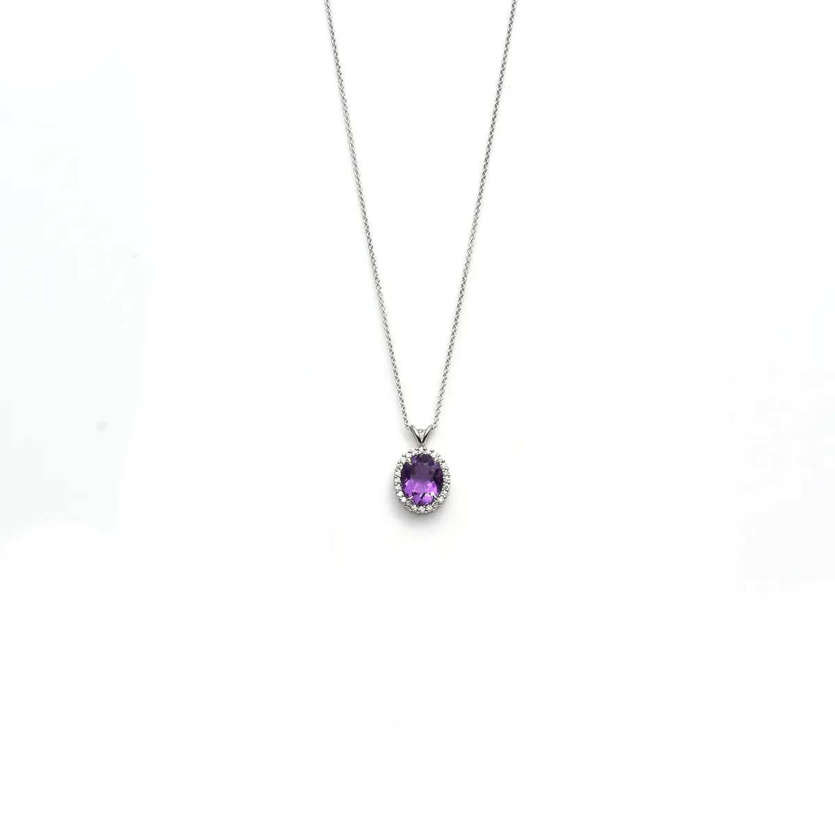 The Throne - Oval Shaped Amethyst Gemstone and Diamonds Necklace