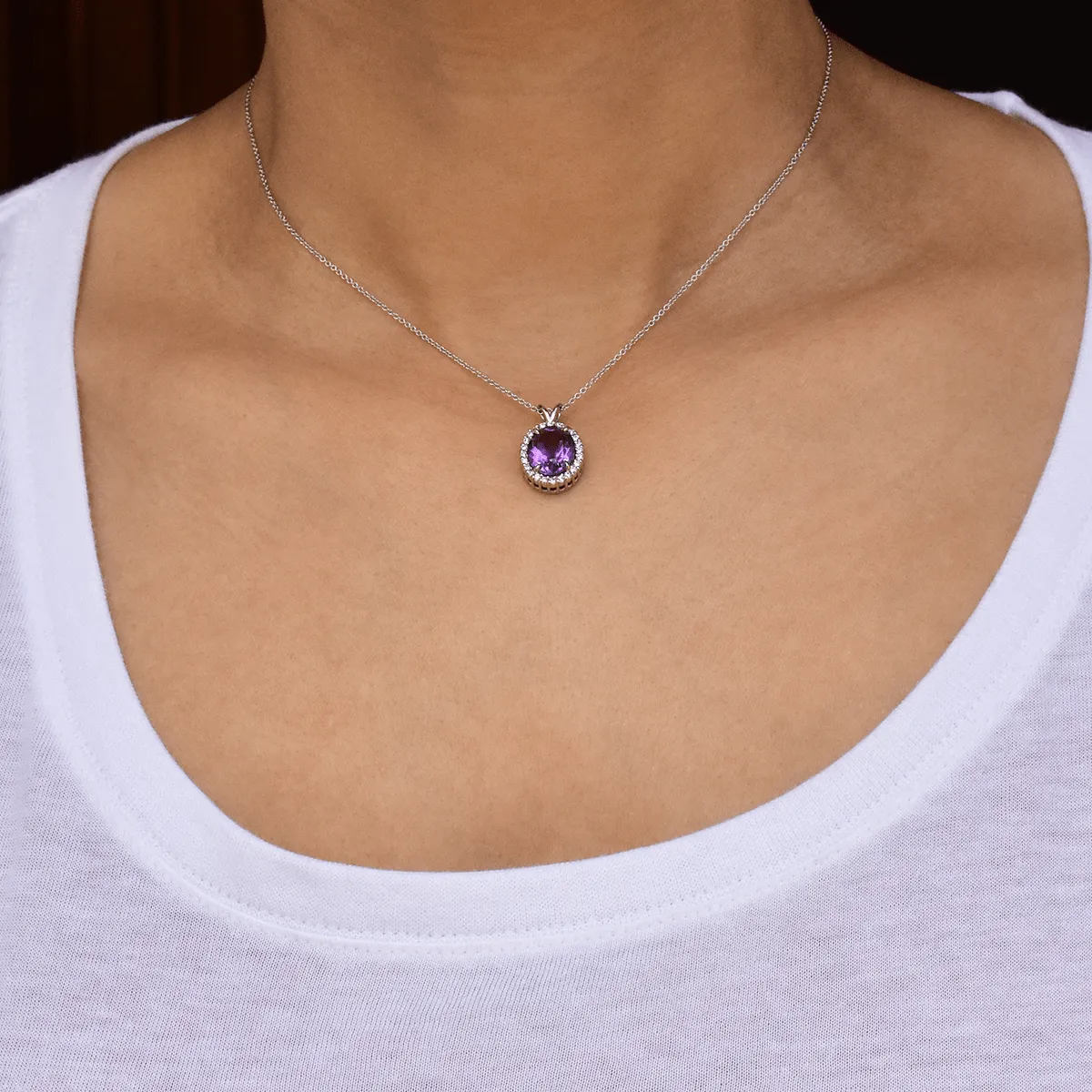 The Throne - Oval Shaped Amethyst Gemstone and Diamonds Necklace