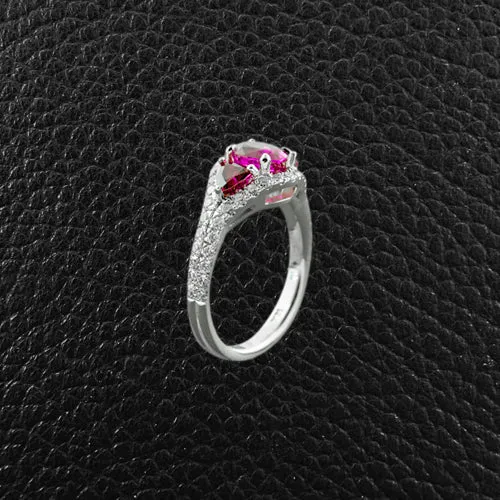 Three Ruby Ring with Diamonds