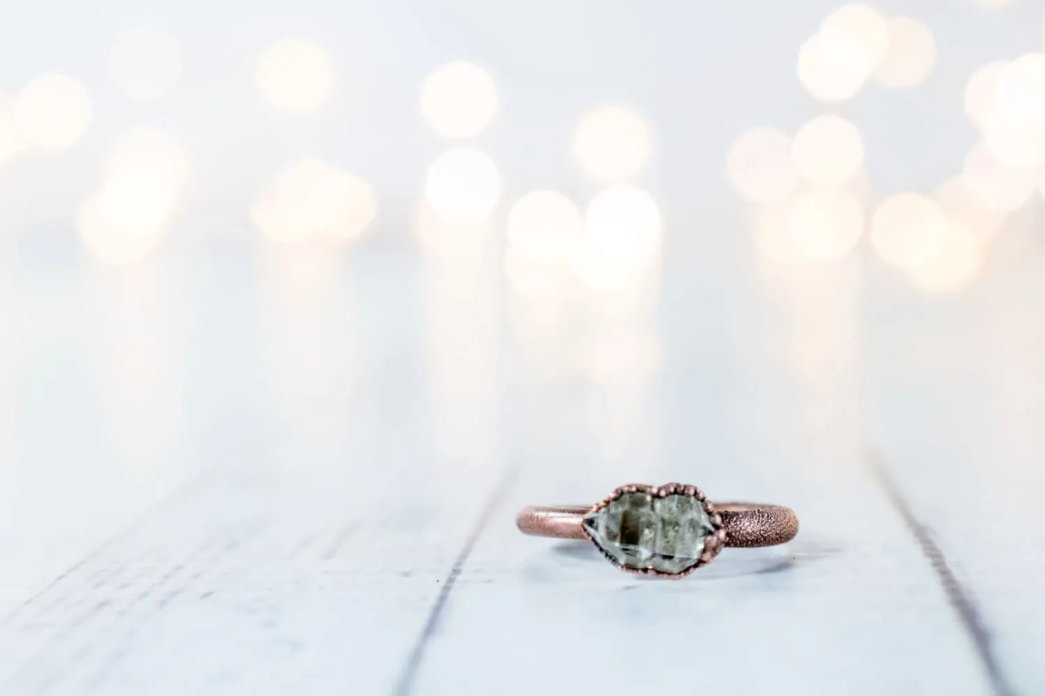 Tibetan crystal ring | Raw anthraxolite crystal ring