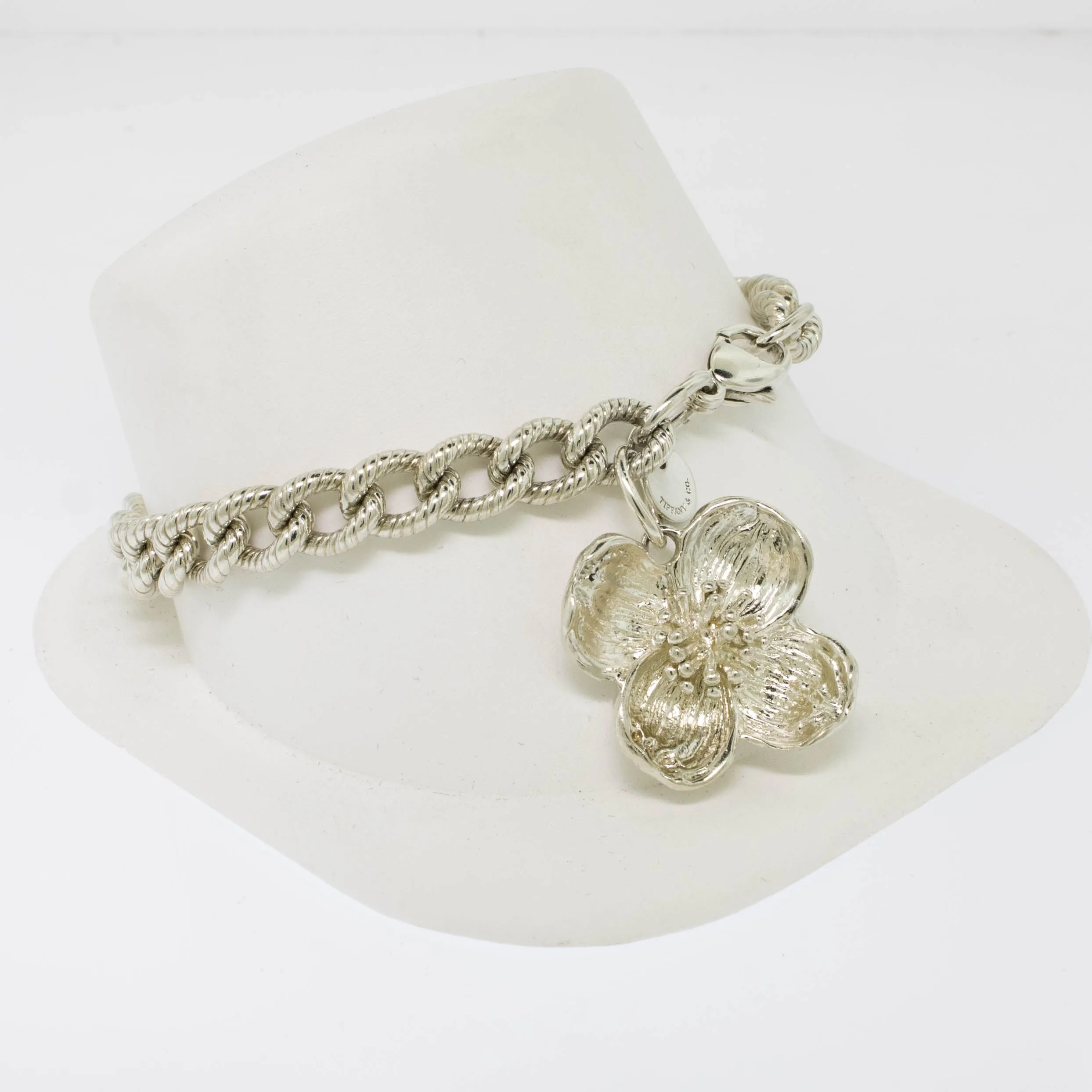 Tiffany & Co. Sterling Silver 7" Dogwood Flower Charm Bracelet (Estate Jewelry)