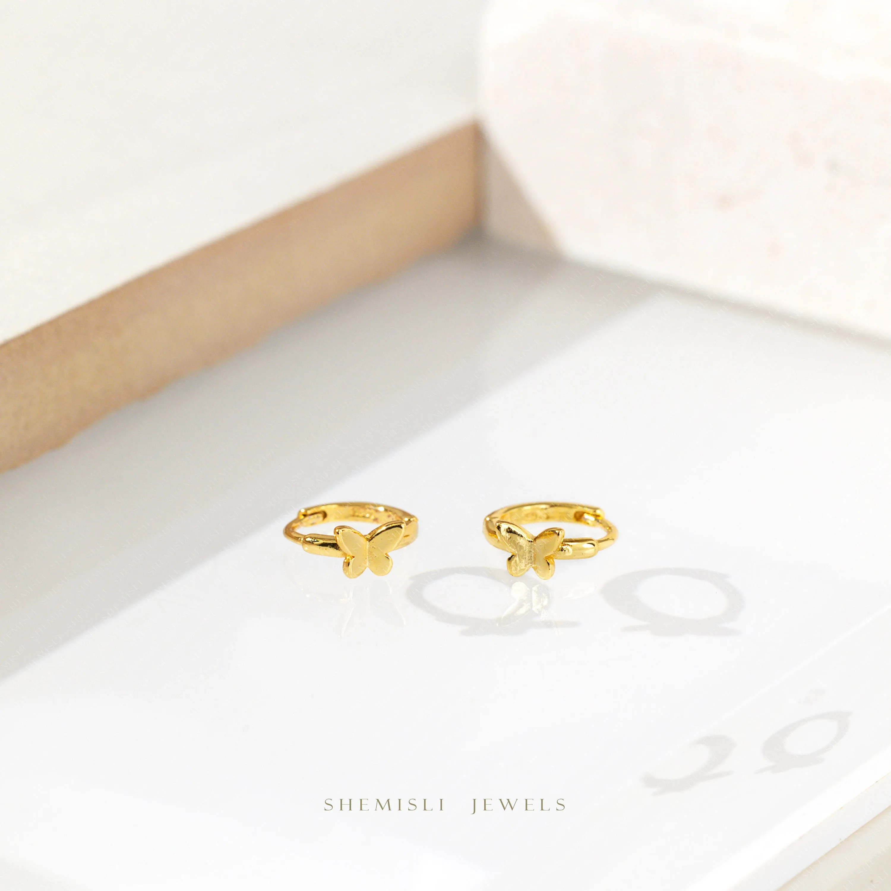 Tiny Butterfly Cartilage Hoops, Unisex, Gold, Silver SHEMISLI - SH217 LR