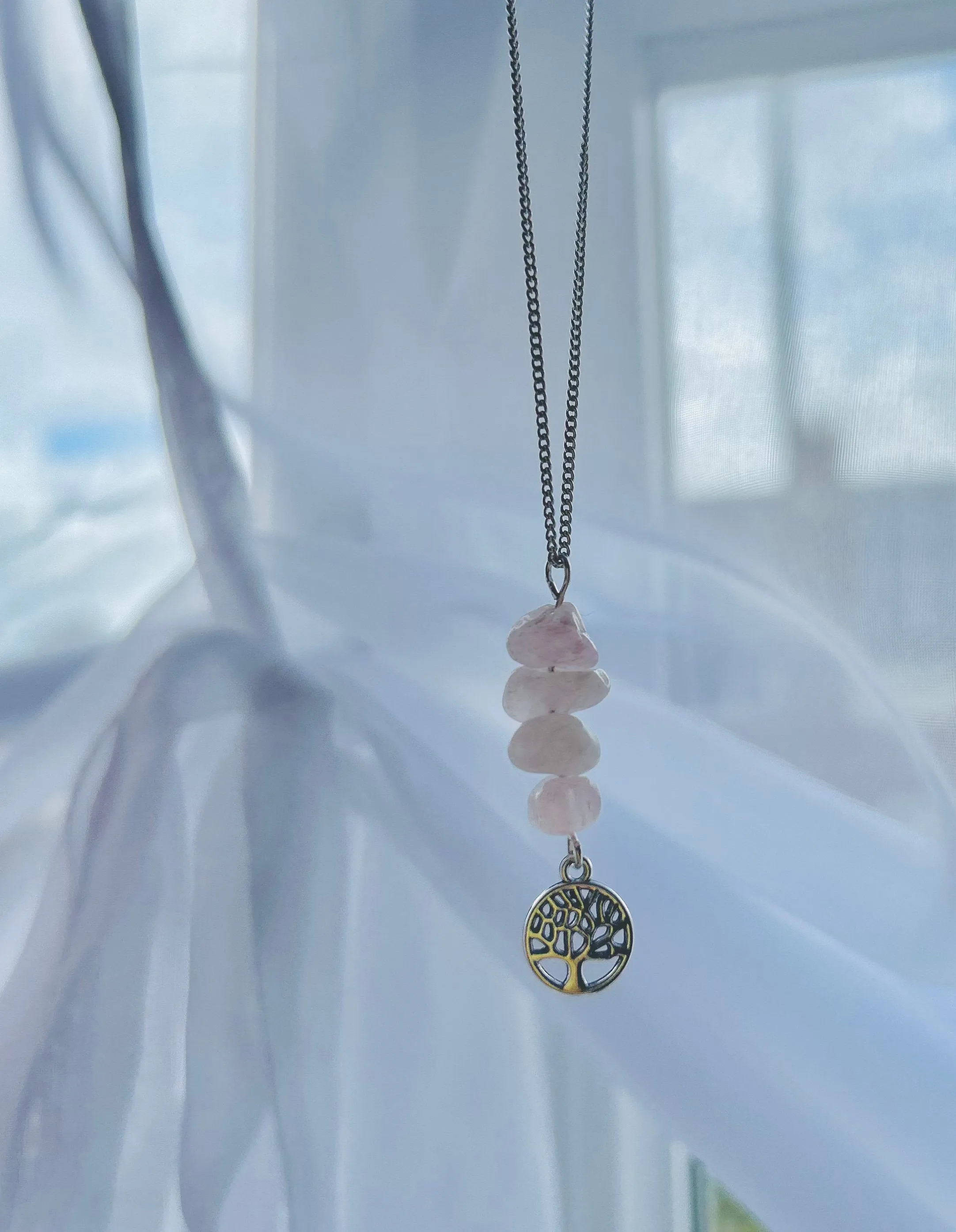 Tree of life jewellery gift set | rose quartz beads | Christmas | Birthday gift | Tree of life pendant | Dainty necklace.