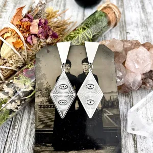 Triangle Eye Earrings in Hypoallergenic Stainless Steel / Witchy Geometric Eye Earrings