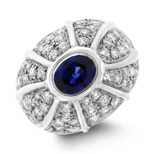 Twinkling Sapphire & Diamond Dome Band (3.44 ct Sapphire & Diamonds) in White Gold