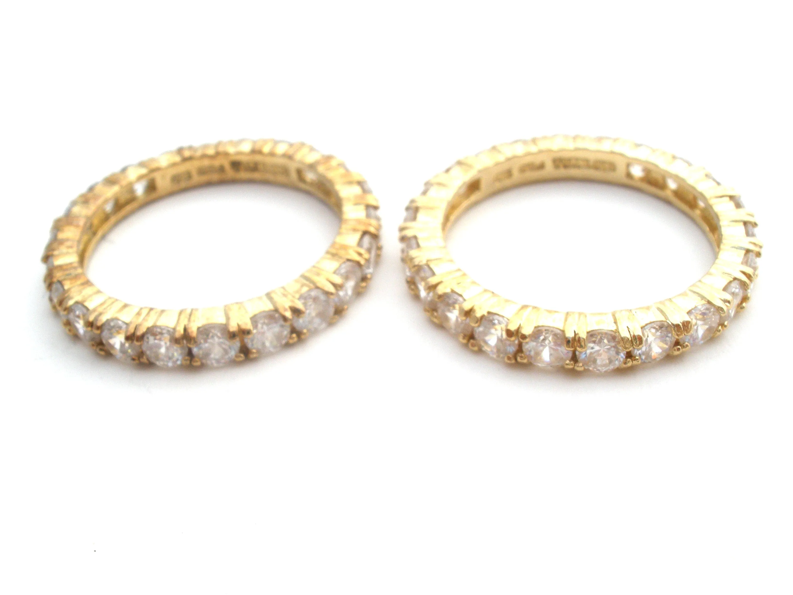 Two Stackable CZ Vermeil 925 Band Rings Size 8.75