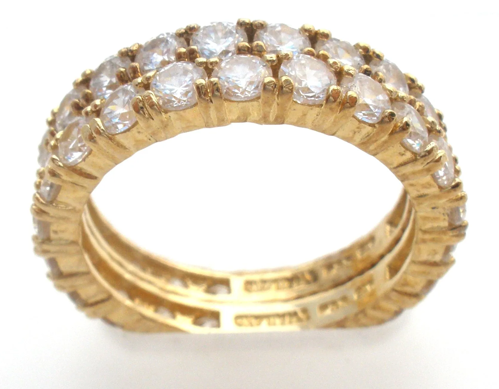 Two Stackable CZ Vermeil 925 Band Rings Size 8.75