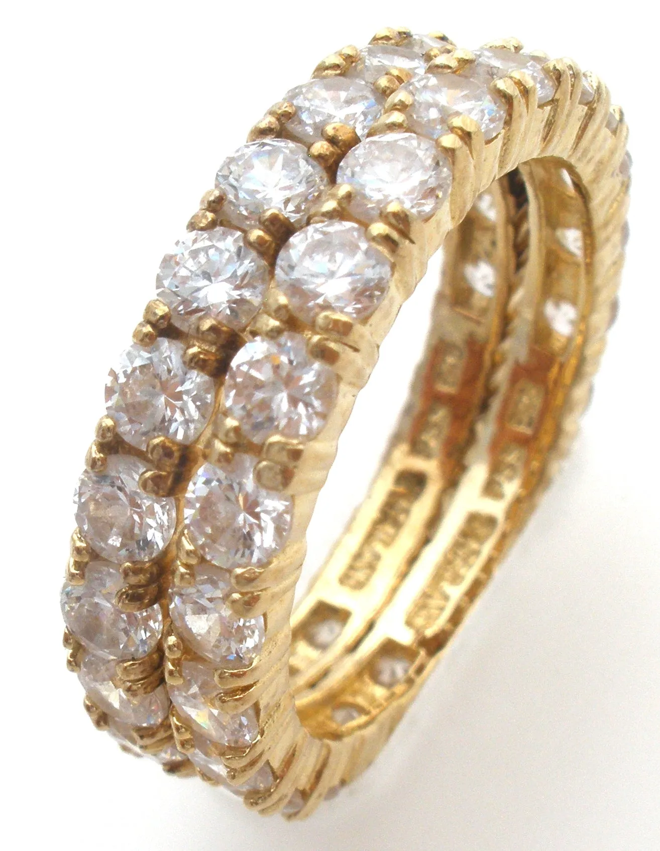 Two Stackable CZ Vermeil 925 Band Rings Size 8.75