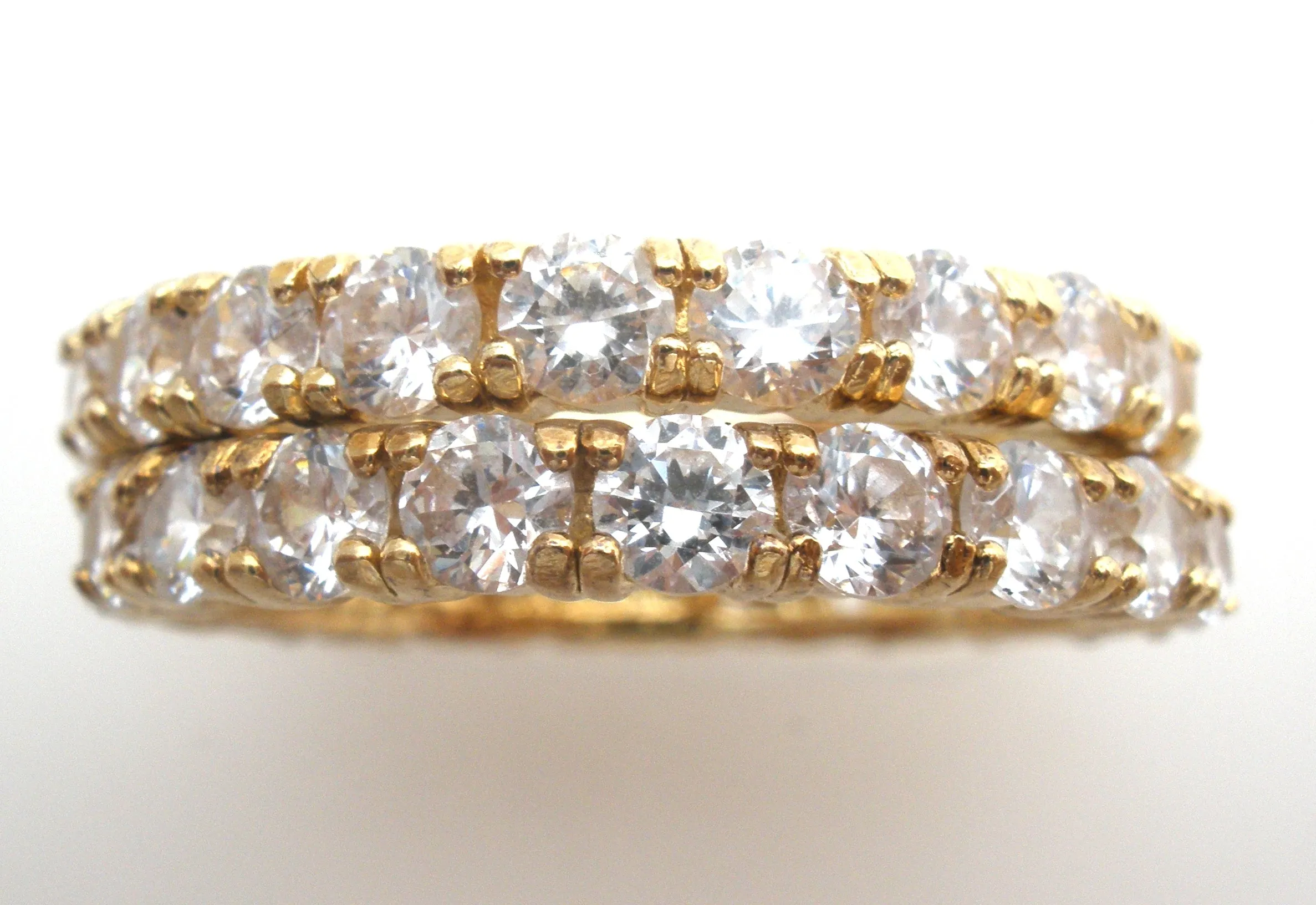 Two Stackable CZ Vermeil 925 Band Rings Size 8.75