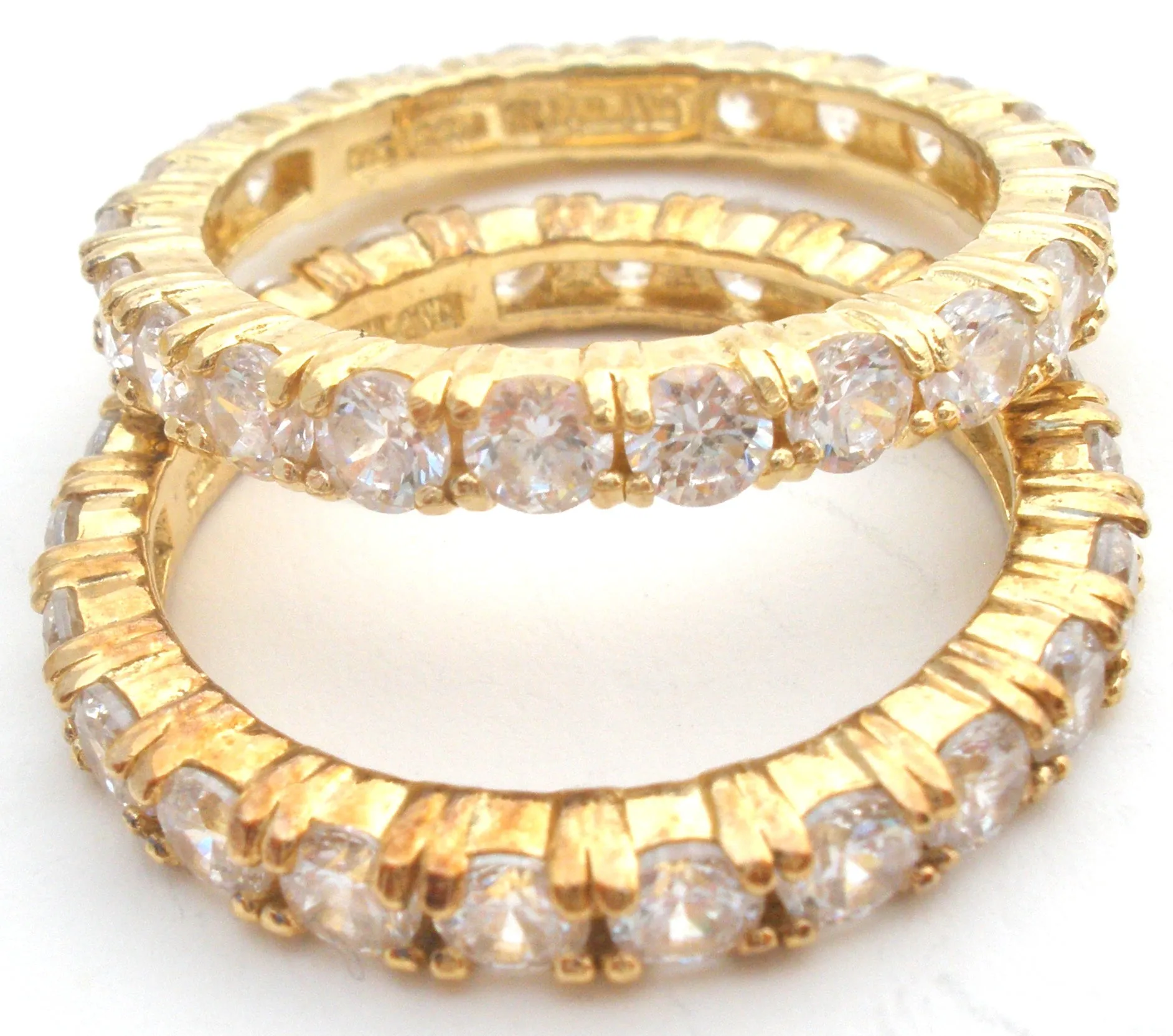 Two Stackable CZ Vermeil 925 Band Rings Size 8.75