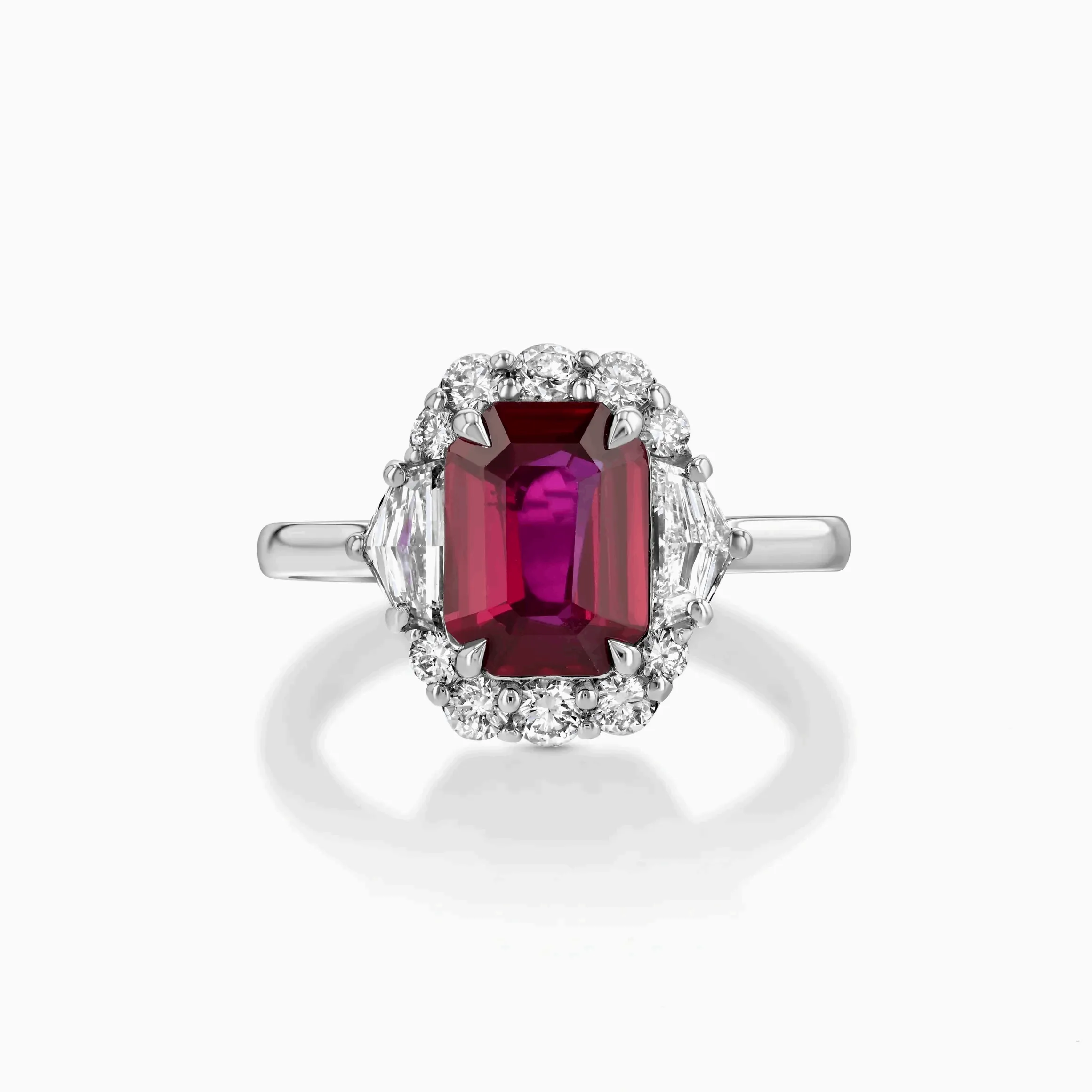 Unheated Mozambique Ruby & Diamond Platinum Ring