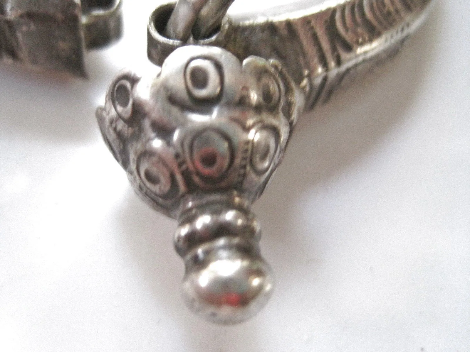 Unique Vintage Silver Indian Lotus Flower Bracelet or Bangle