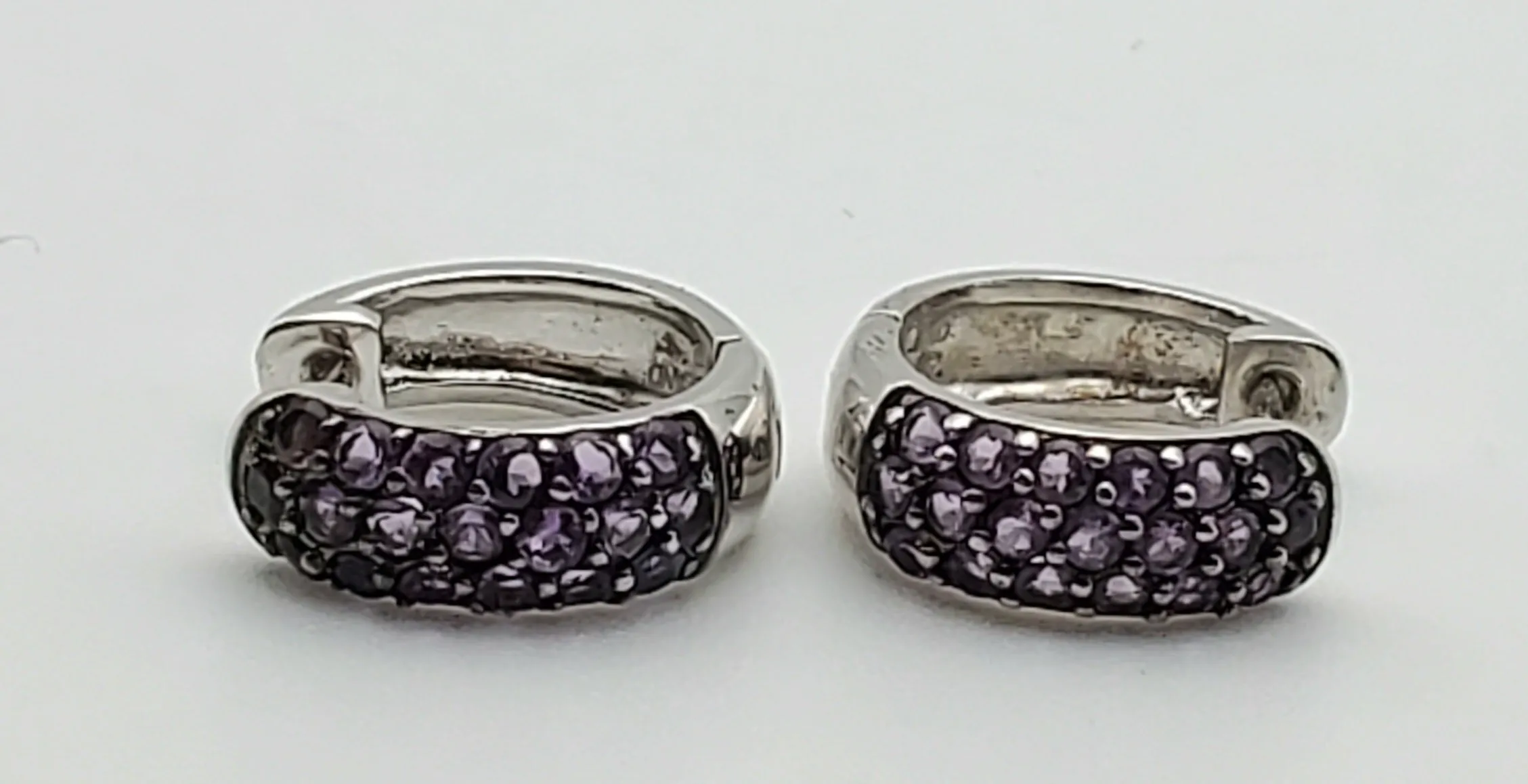 Vintage Amethyst Sterling Silver Huggie Earrings