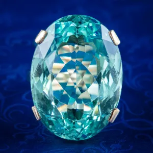 Vintage Aquamarine Cocktail Ring 27ct Green Aqua