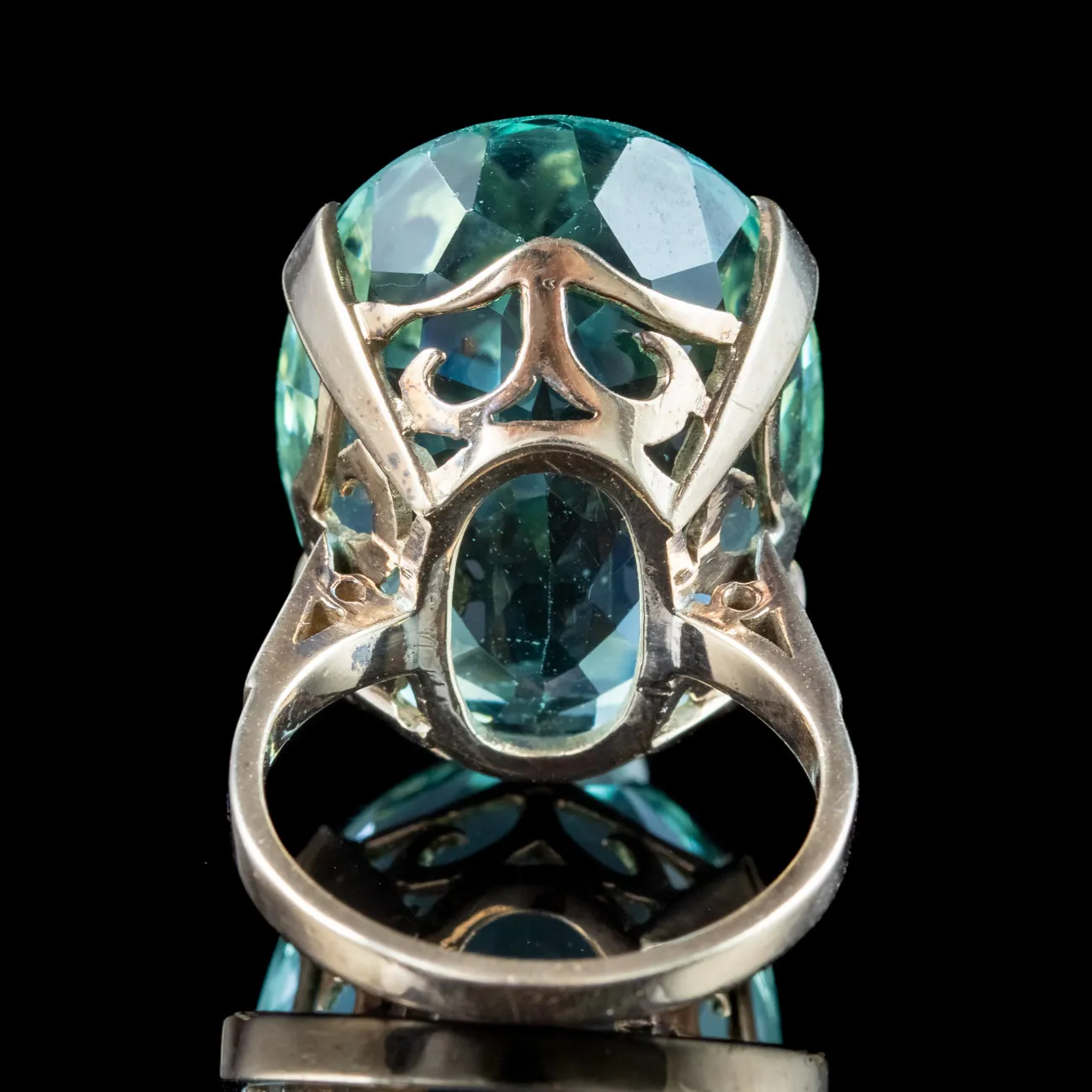 Vintage Aquamarine Cocktail Ring 27ct Green Aqua