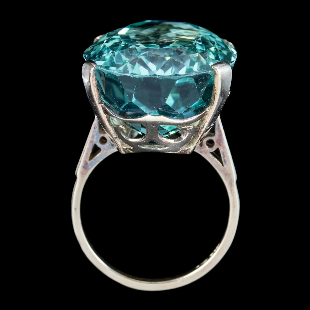 Vintage Aquamarine Cocktail Ring 27ct Green Aqua