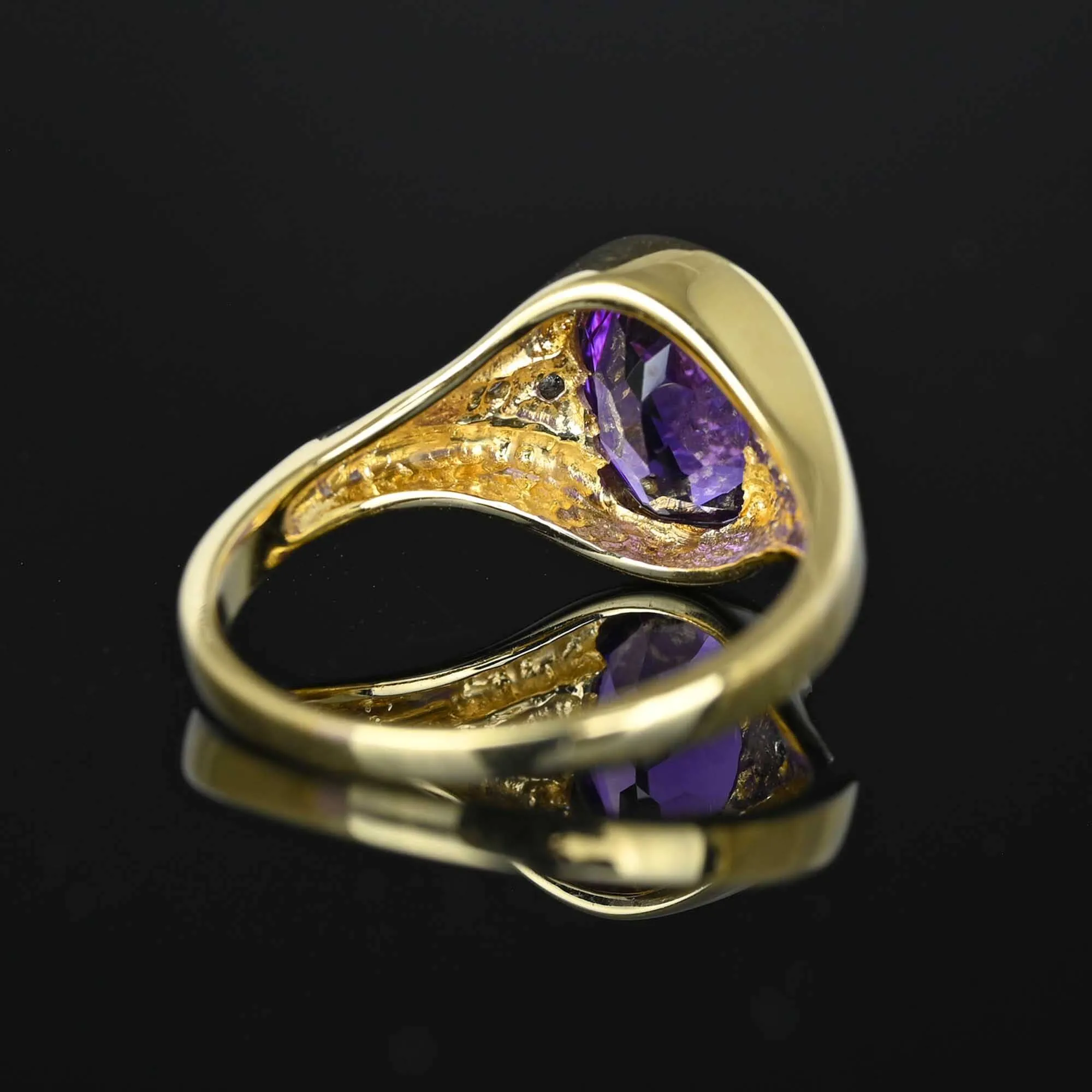 Vintage Diamond Accent Amethyst Bypass Ring in Gold