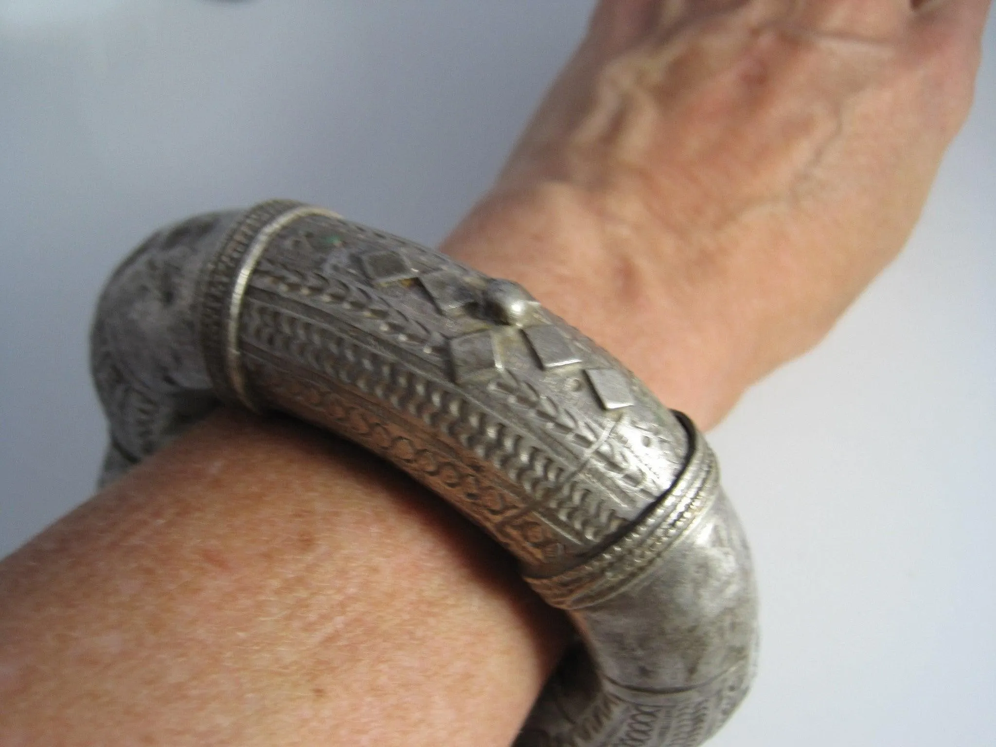 Vintage Nubian Silver Tribal Anklet or Foot Bracelet