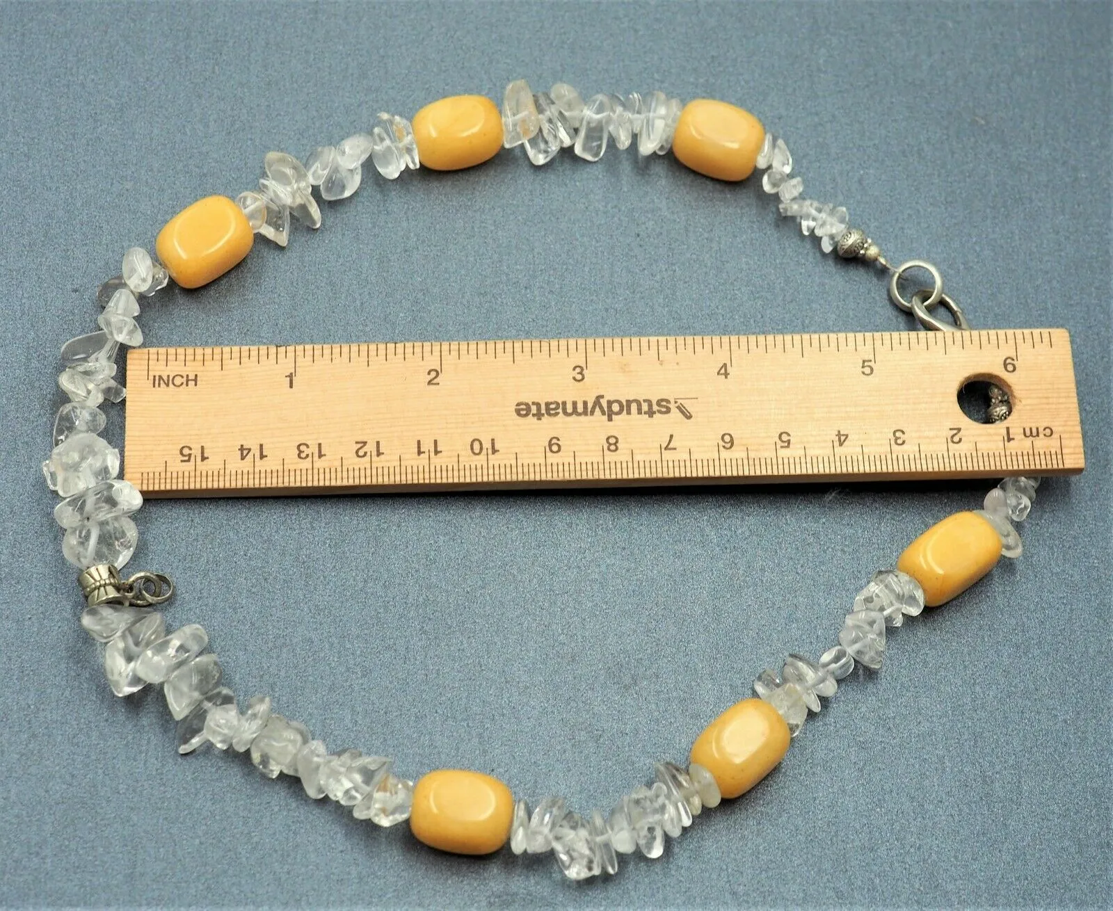 Womens Necklace Dyed Jade & Quartz Gemstone Vintage Fashion Jewellery