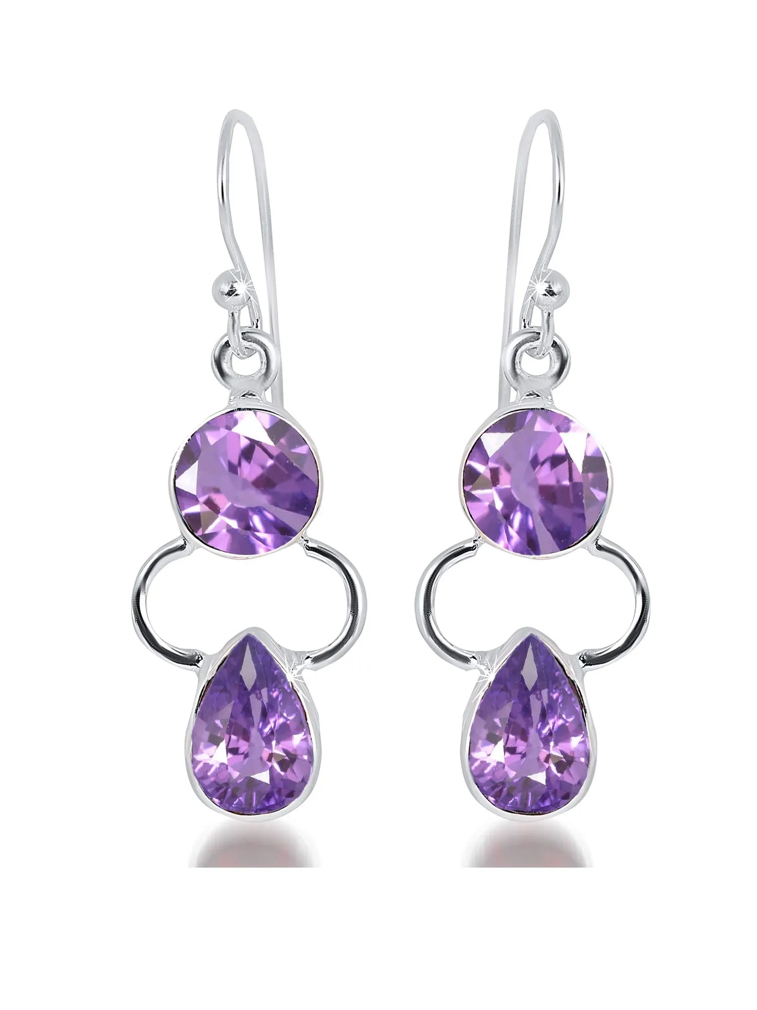 Yellow Chimes Amethyst Quartz Gemstone 925 Sterling Silver Hallmark and Certified Purity Drop Earrings for Women and Girls