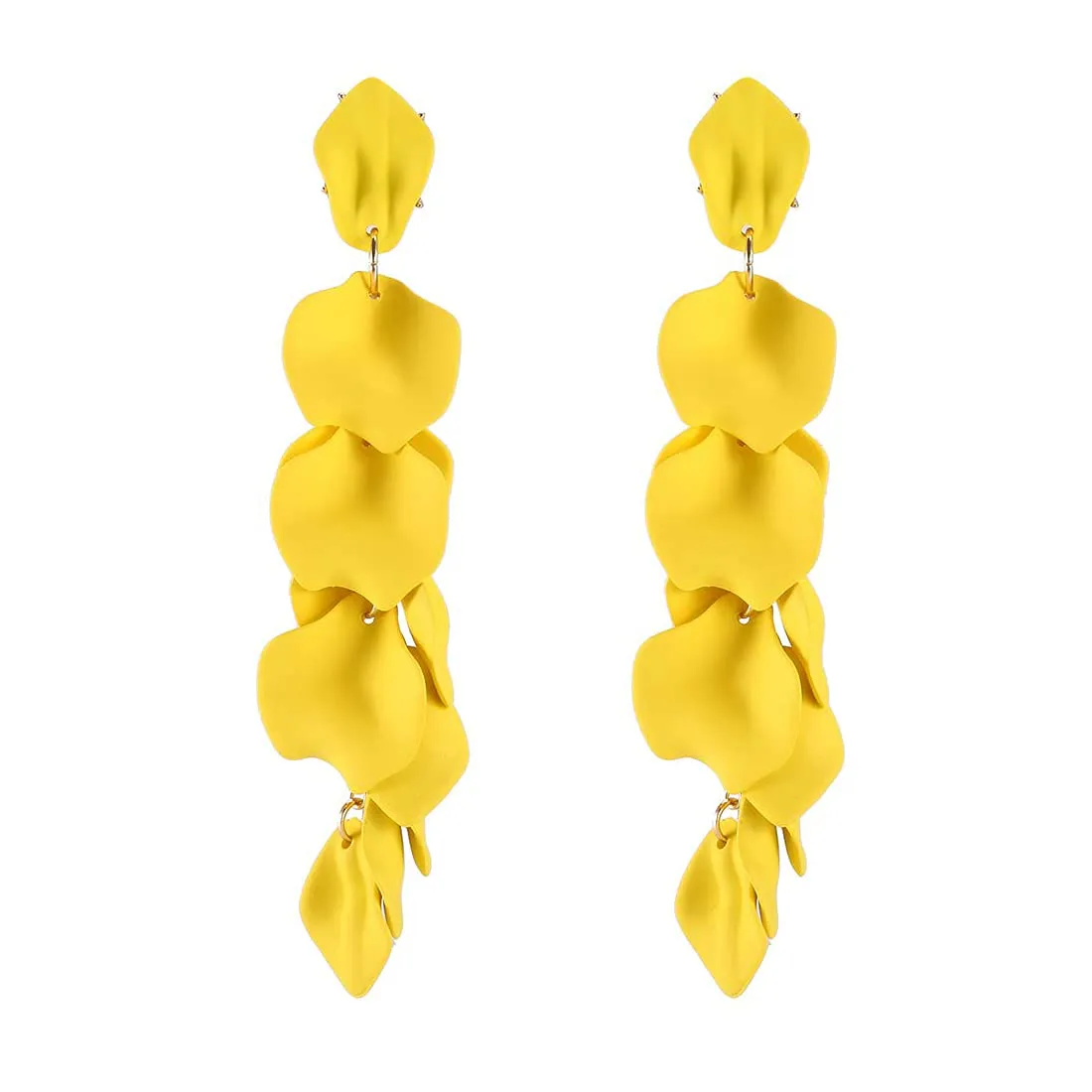 Yellow Chimes Danglers Earrings for Women | Gold Plated Earrings for Girls Fashion Women Earrings | Yellow Floral Petal Shaped Dangler Earrings | Birthday Gift For Girls Anniversary Gift for Wife