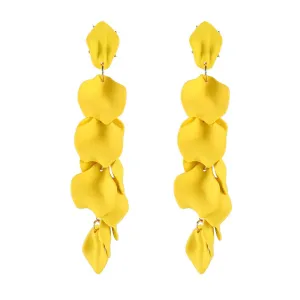 Yellow Chimes Danglers Earrings for Women | Gold Plated Earrings for Girls Fashion Women Earrings | Yellow Floral Petal Shaped Dangler Earrings | Birthday Gift For Girls Anniversary Gift for Wife