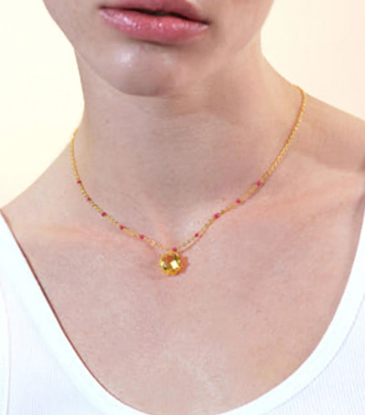 Yellow Round Stone Necklace