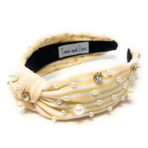 Yellow Stripe Knot Jeweled Headband