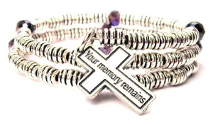 Your Memory Remains On A Cross Curly Coil Wrap Style Bangle Bracelet